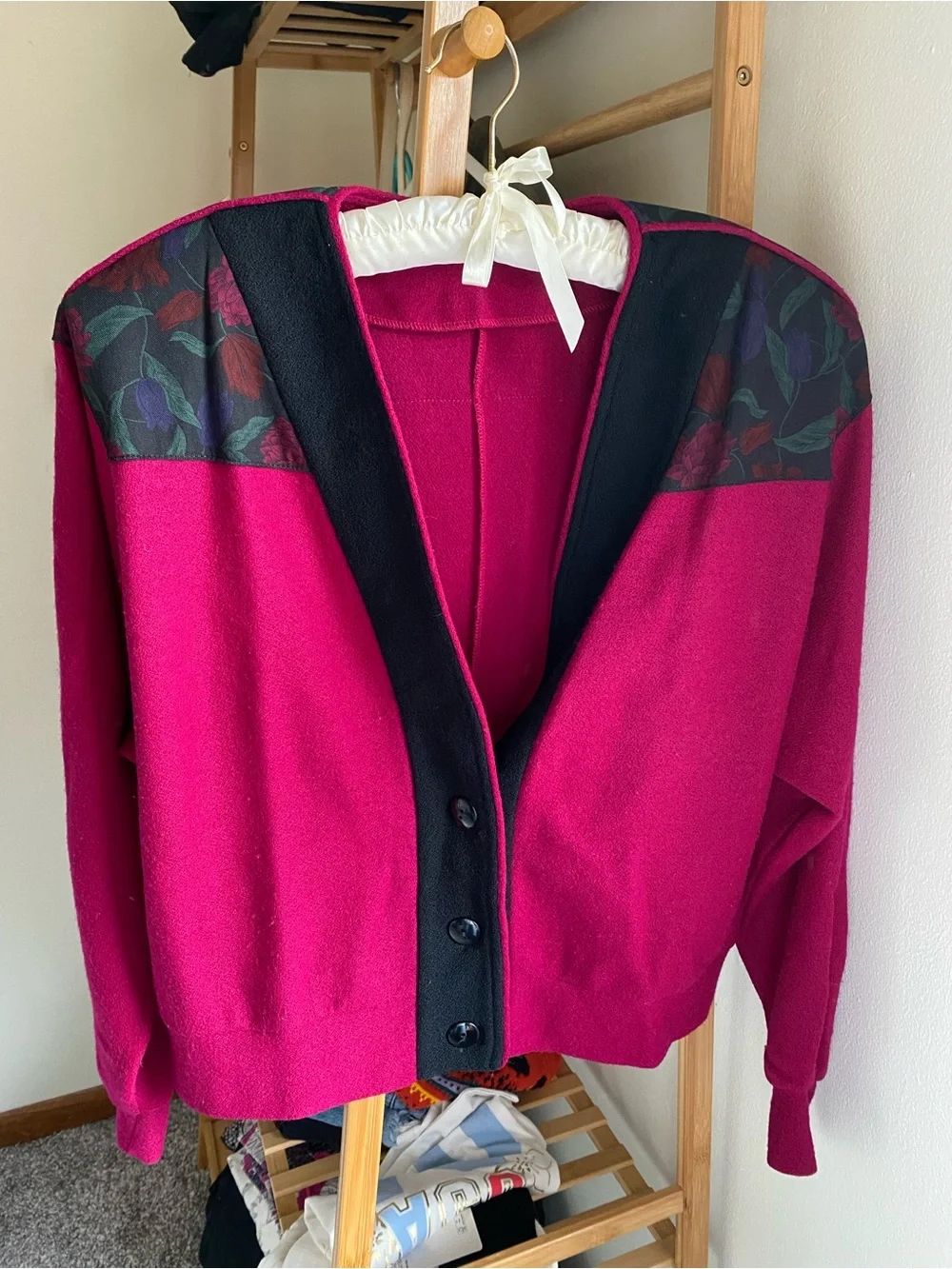 Vintage Fuchsia Floral Cardigan